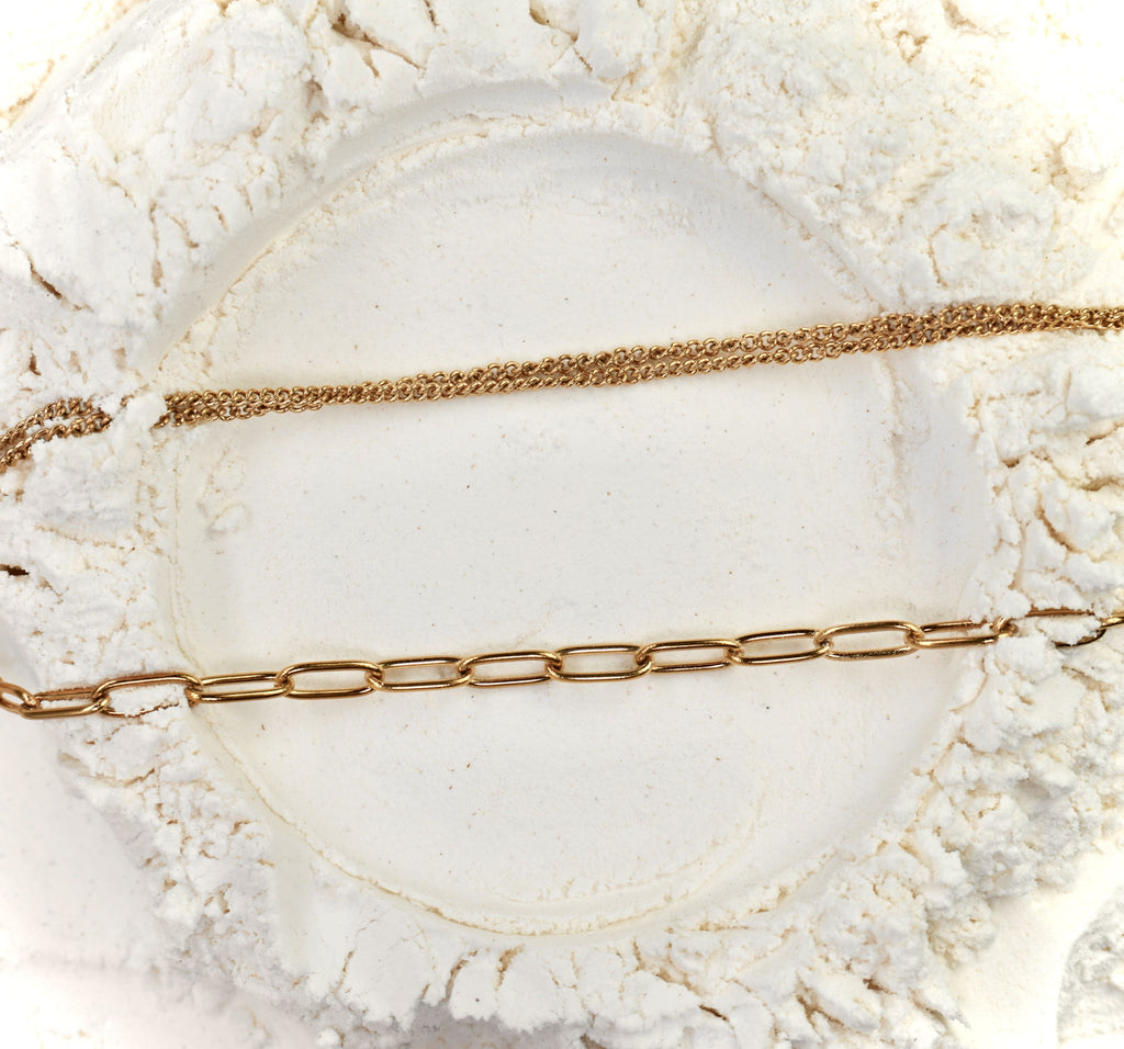 Gold stainless steel dual line necklace Aurelia by Mareas