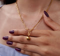 Gold stainless steel dual line necklace Aurelia by Mareas
