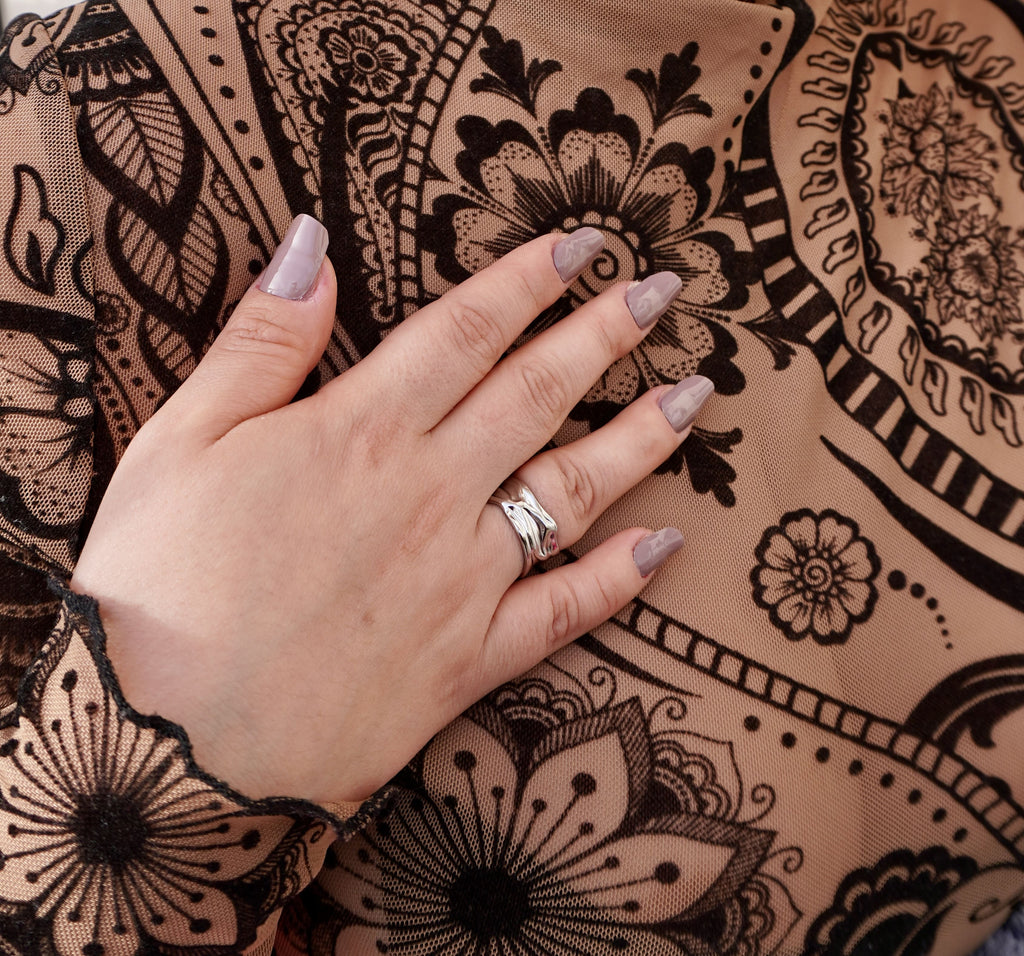 Silver stainless steel ring Aylin by Mareas inspired by full moon energy