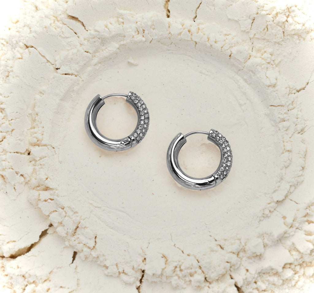 Silver stainless steel minimalist earrings Elara by Mareas