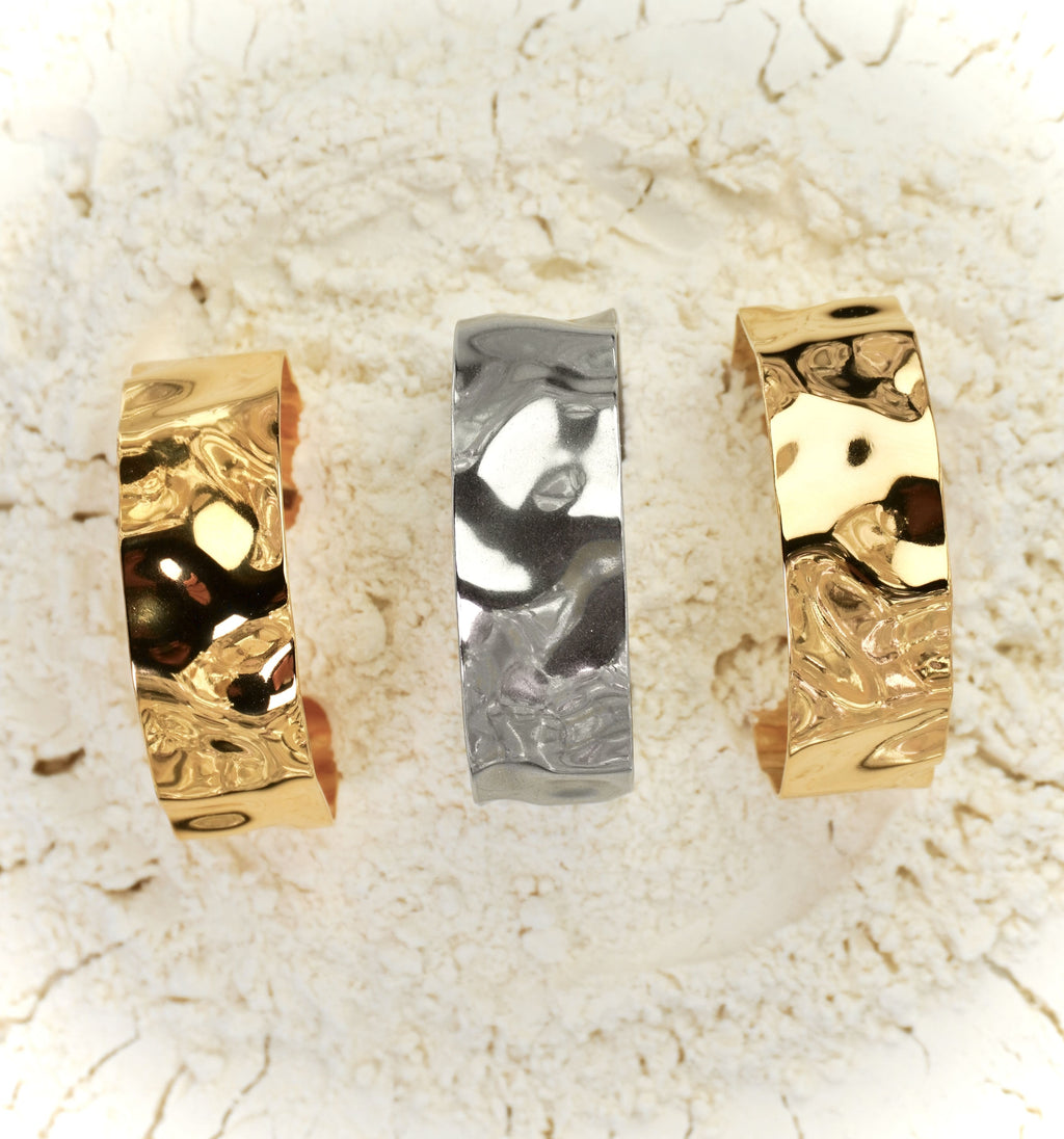 Gold 18k plated stainless steel statement ring Eterna by Mareas
