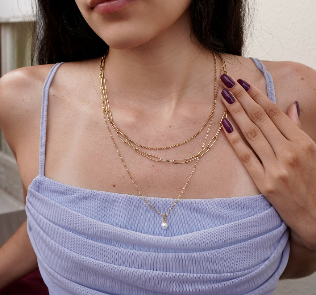 Gold layered stainless steel necklace Lyra by Mareas