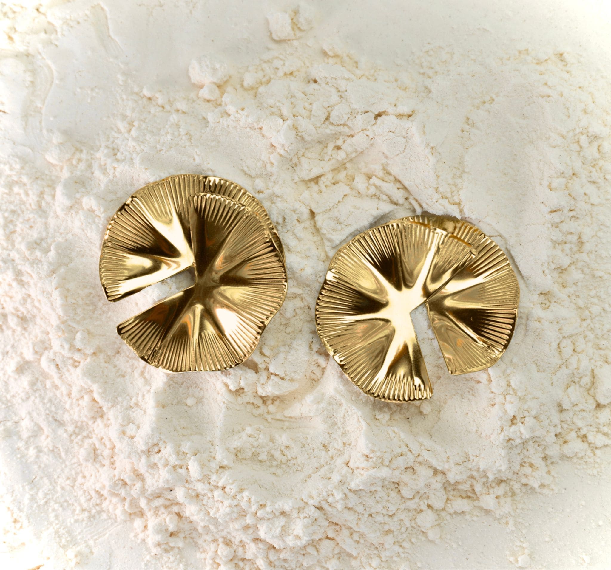 Gold stainless steel statement earrings Nerissa by Mareas
