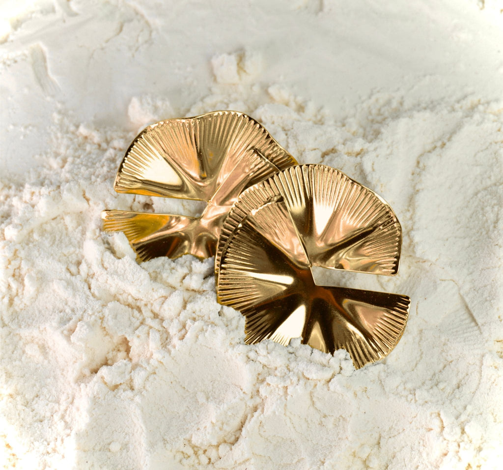 Gold stainless steel statement earrings Nerissa by Mareas