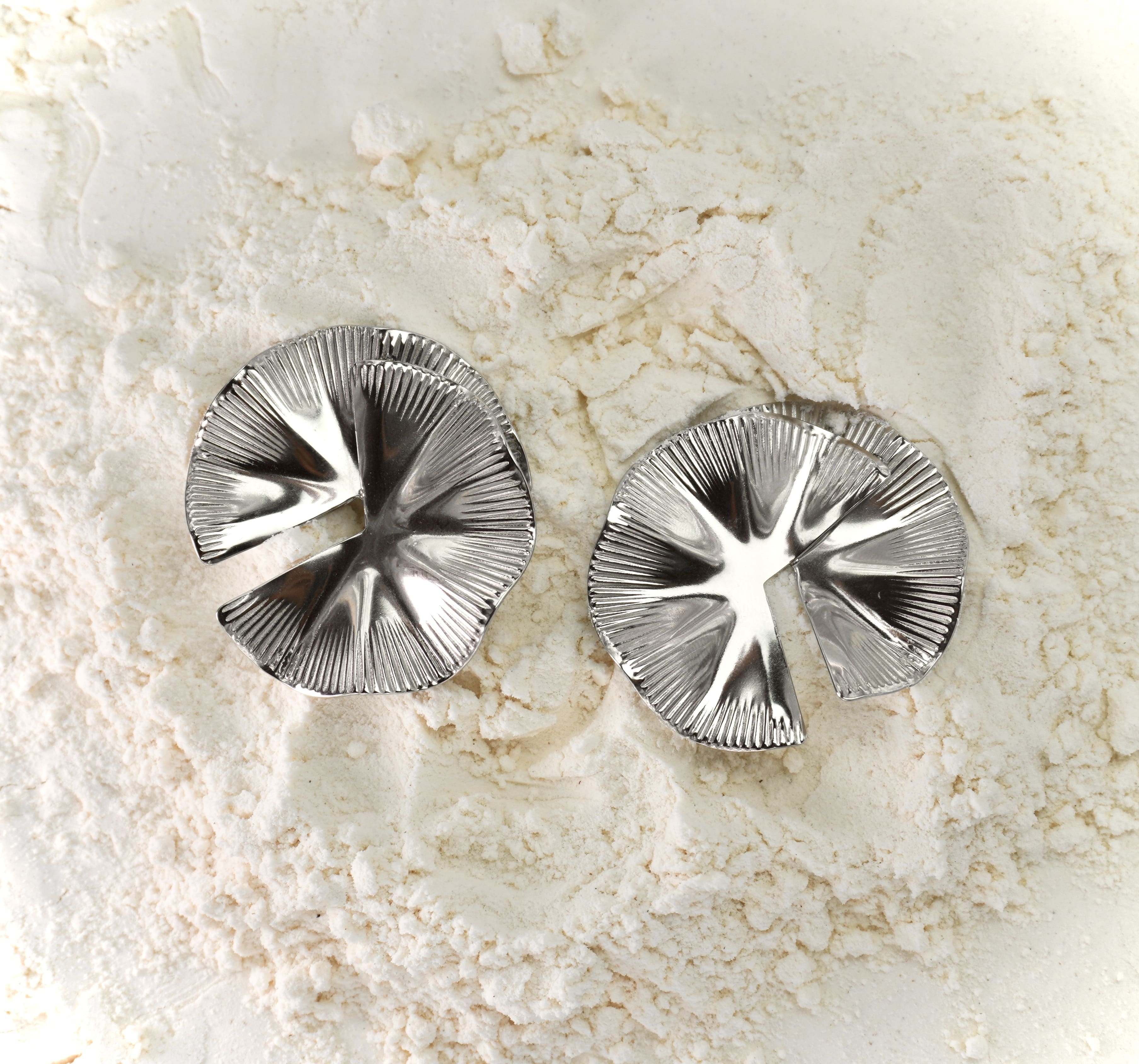 Silver stainless steel statement earrings Nerissa by Mareas