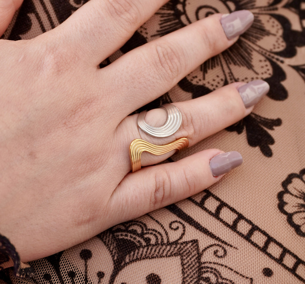 Gold and silver stainless steel ring Soleia by Mareas