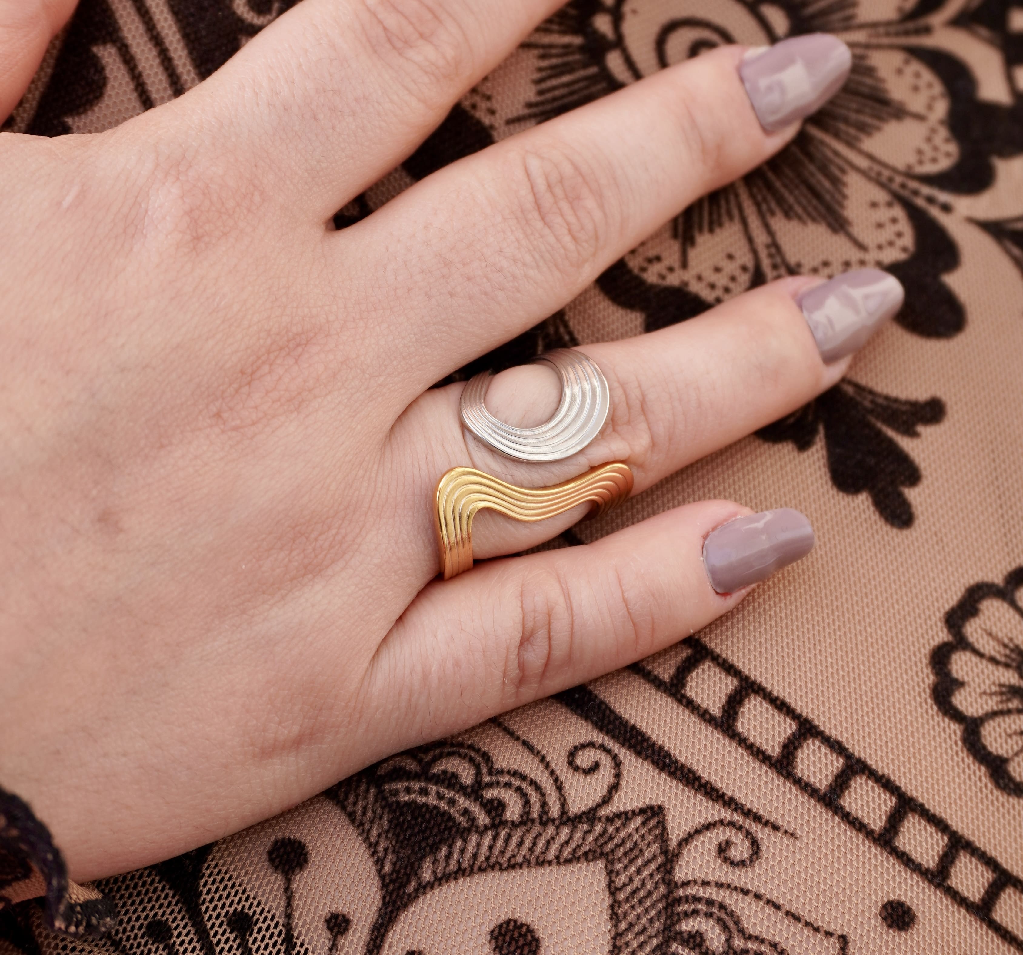 Gold and silver stainless steel ring Soleia by Mareas