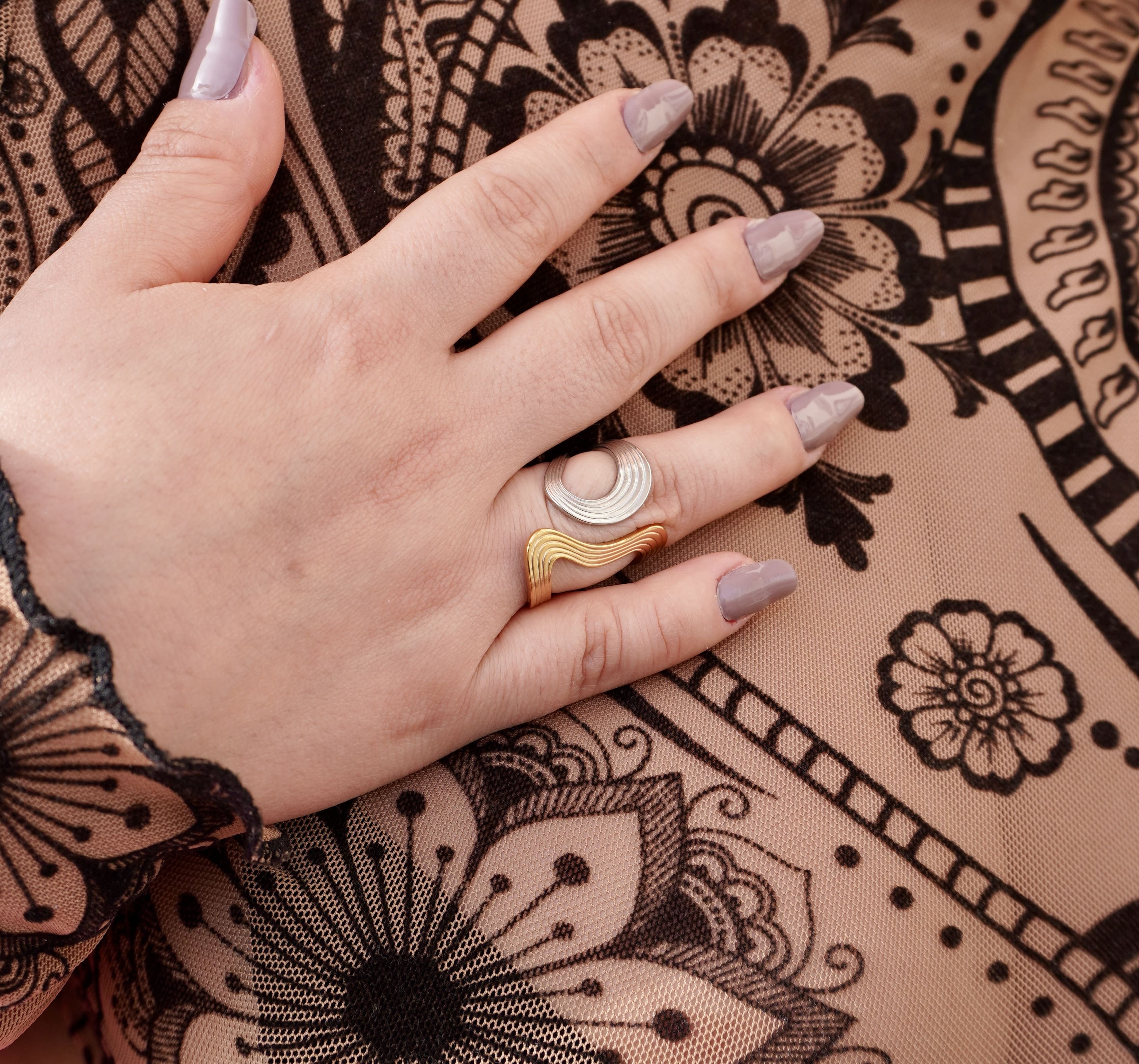 Gold and silver stainless steel ring Soleia by Mareas
